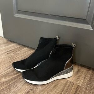 Michael Kors Stylish Black and Silver Sequin Women's Sock Booties